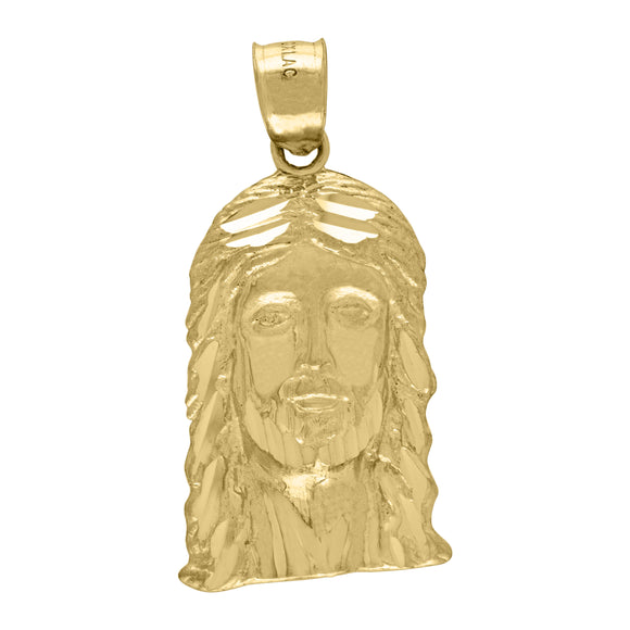 10KT Yellow Gold Mens Jesus Religious Charm Pendant