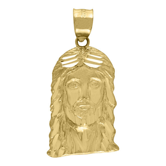 10KT Yellow Gold Mens Jesus Religious Charm Pendant