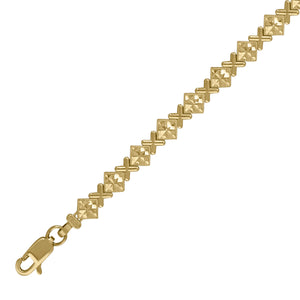 10kt Yellow Gold Womens Square Link Bracelet Size 7 Inches
