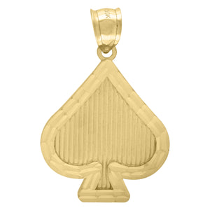 10kt Yellow Gold Mens Royal Flush Cards Spade Charm Pendant