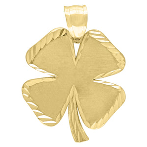 10kt Yellow Gold Mens Clover Good Luck Charm Pendant