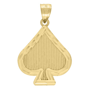 10kt Yellow Gold Mens Royal Flush Cards Spade Charm Pendant