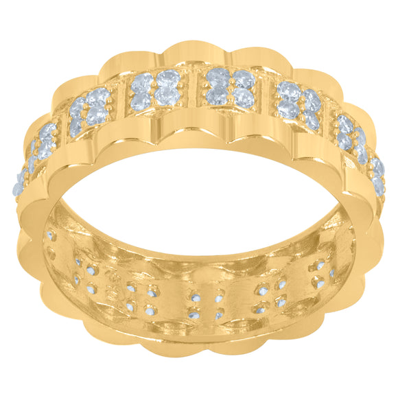 10Kt Two-Tone Gold Mens Cubic-Zirconia Presidential Rings