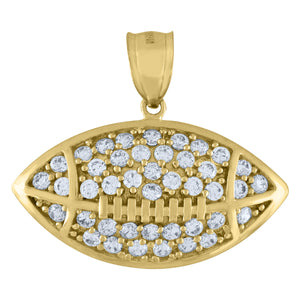 10kt Yellow Gold Mens Cubic Zirconia Football Sport Charm Pendant
