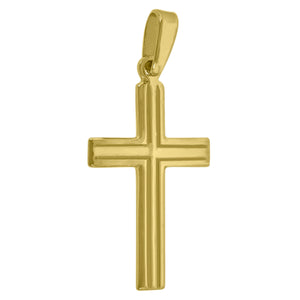 925 Sterling Silver Yellow-tone Unisex Cross Religious Charm Pendant