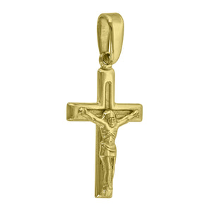 925 Sterling Silver Yellow-Tone Unisex Cross Crucifix Religious Charm Pendant