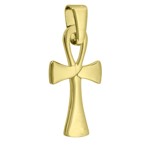 925 Sterling Silver Yellow-Tone Unisex Cross Religious Charm Pendant