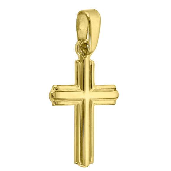 925 Sterling Silver Yellow-Tone Unisex Cross Religious Charm Pendant