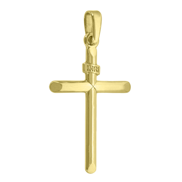 925 Sterling Silver Yellow-Tone Unisex Inri Cross Religious Charm Pendant