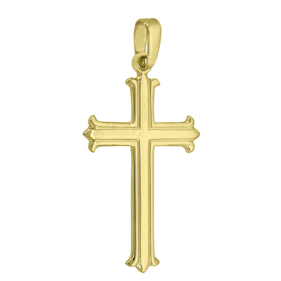 925 Sterling Silver Yellow-Tone Unisex Cross Religious Charm Pendant