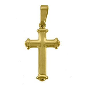 925 Sterling Silver Yellow-tone Unisex Cross Religious Charm Pendant