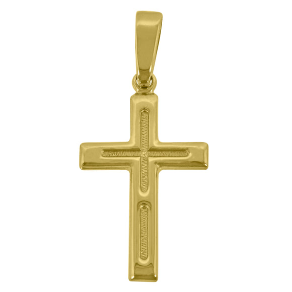 925 Sterling Silver Yellow-Tone Unisex Cross Religious Charm Pendant