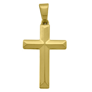 925 Sterling Silver Yellow-tone Unisex Cross Religious Charm Pendant