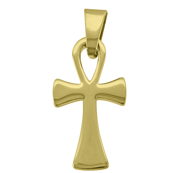 925 Sterling Silver Yellow-Tone Unisex Cross Religious Charm Pendant