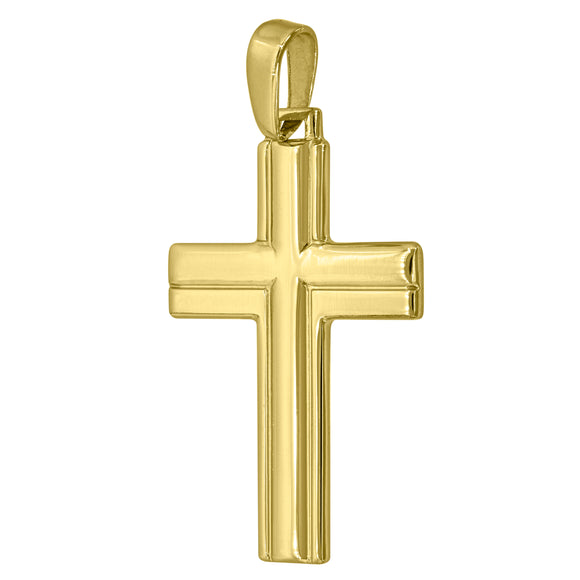 925 Sterling Silver Yellow-Tone Unisex Cross Religious Charm Pendant