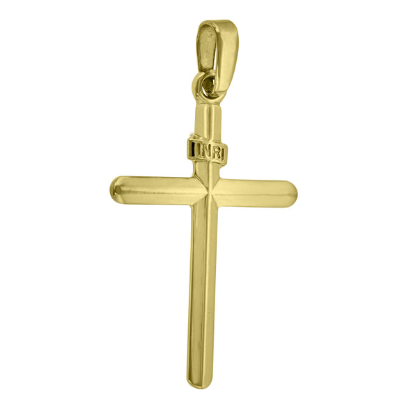 925 Sterling Silver Yellow-Tone Unisex Inri Cross Religious Charm Pendant