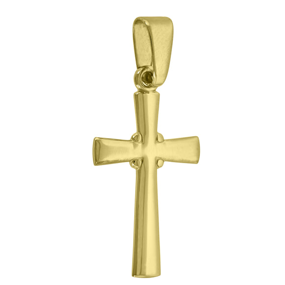 925 Sterling Silver Yellow-Tone Unisex Cross Religious Charm Pendant