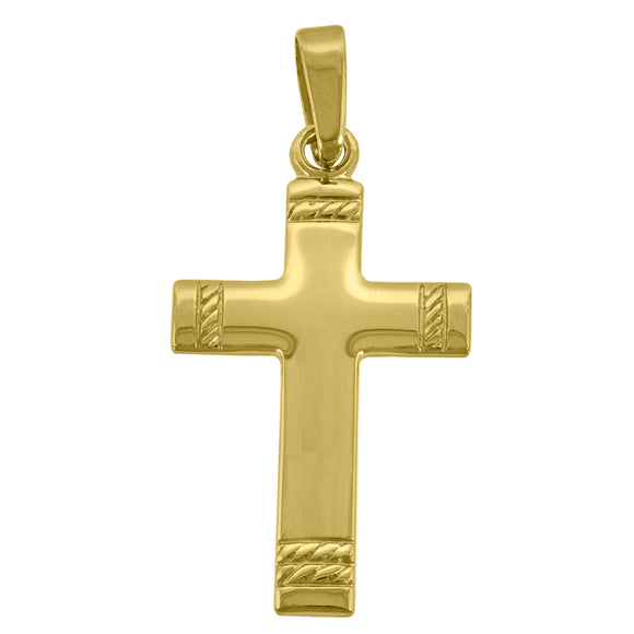 925 Sterling Silver Yellow-Tone Unisex Cross Religious Charm Pendant