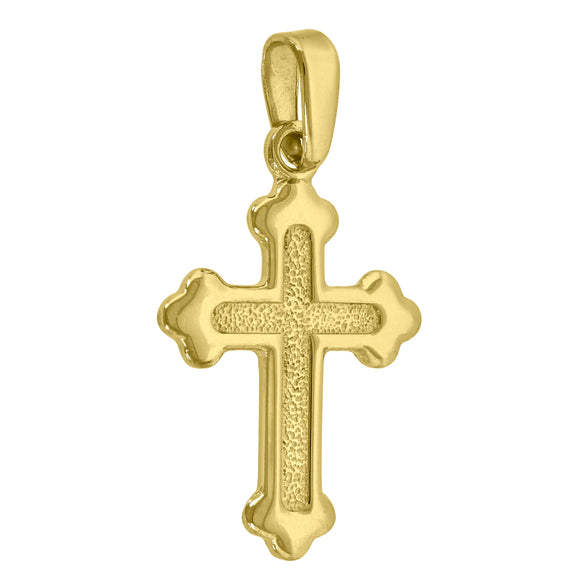 925 Sterling Silver Yellow-Tone Unisex Cross Religious Charm Pendant