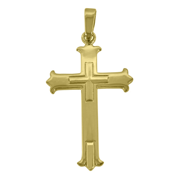 925 Sterling Silver Yellow-Tone Unisex Cross Religious Charm Pendant