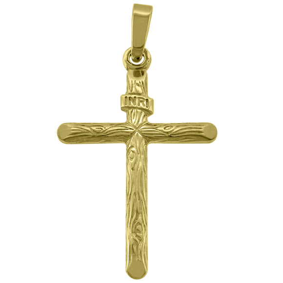 925 Sterling Silver Yellow-Tone Unisex Tube Cross Religious Charm Pendant