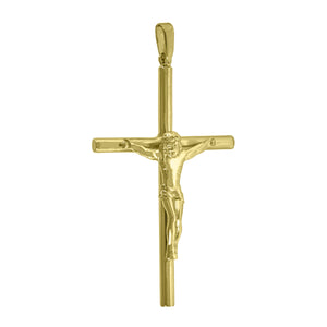 925 Sterling Silver Yellow-Tone Unisex Cross Crucifix Religious Charm Pendant