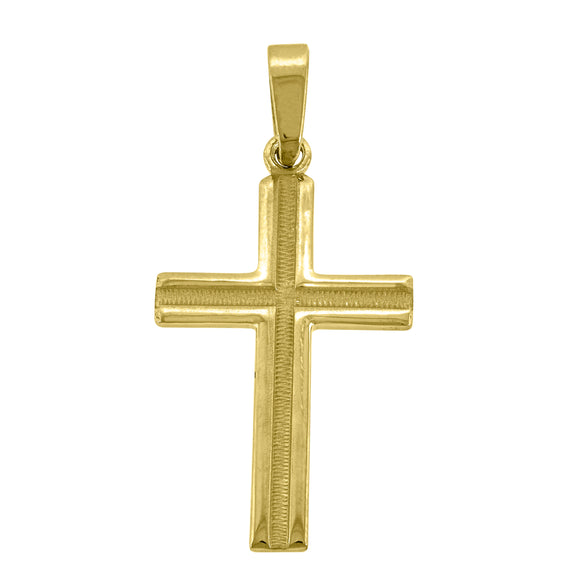 925 Sterling Silver Yellow-Tone Unisex Cross Religious Charm Pendant