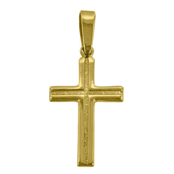 925 Sterling Silver Yellow-Tone Unisex Cross Religious Charm Pendant