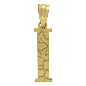 10kt Yellow Gold Unisex Nugget Initial I Charm Pendant
