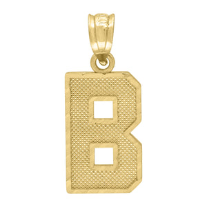 10kt Yellow Gold Unisex Textured Initial Letter B Charm Pendant