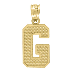 10kt Yellow Gold Unisex Textured Initial Letter G Charm Pendant