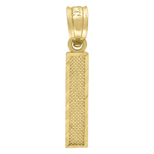 10kt Yellow Gold Unisex Textured Initial Letter I Charm Pendant