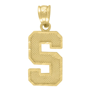 10kt Yellow Gold Unisex Textured Initial Letter S Charm Pendant
