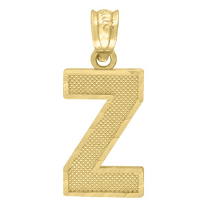 10kt Yellow Gold Unisex Textured Initial Letter Z Charm Pendant