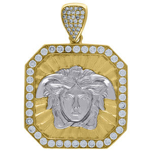 10kt Two-Tone Gold Mens Cubic Zirconia Versace Egyptian Charm Pendant