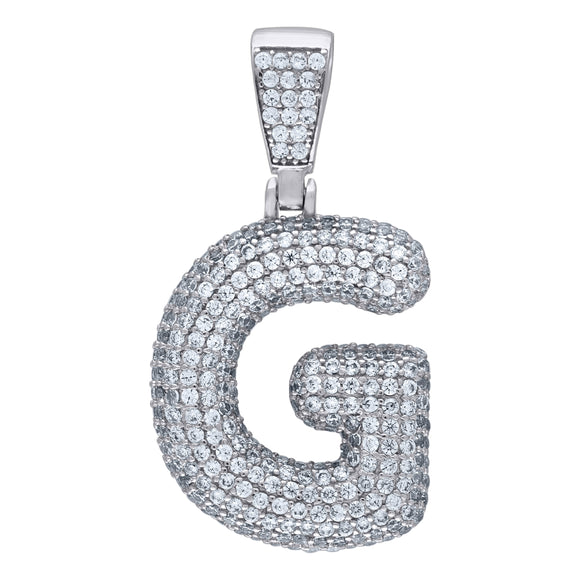 925 Sterling Silver Unisex CZ Initial Alphabet G Charm Pendant