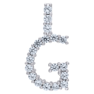 925 Sterling Silver Unisex CZ Initial Alphabet G Charm Pendant