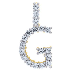 925 Sterling Silver Yellow-tone Unisex CZ Initial Alphabet G Charm Pendant