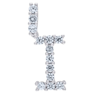 925 Sterling Silver Unisex CZ Initial Alphabet I Charm Pendant