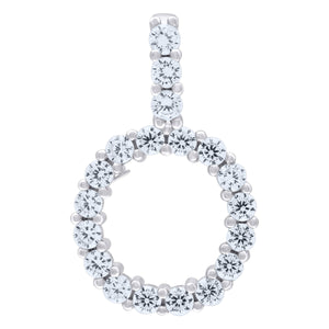 925 Sterling Silver Unisex CZ Initial Alphabet O Charm Pendant