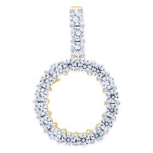 925 Sterling Silver Yellow-tone Unisex CZ Initial Alphabet O Charm Pendant