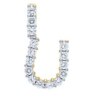 925 Sterling Silver Yellow-tone Unisex CZ Initial Alphabet U Charm Pendant