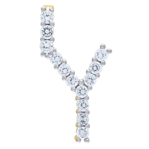 925 Sterling Silver Yellow-tone Unisex CZ Initial Alphabet Y Charm Pendant
