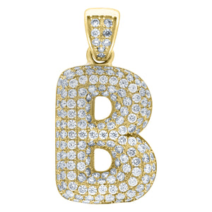 10kt Yellow Gold Unisex Cubic-zirconia Bubble Initial Letter B Charm Pendant