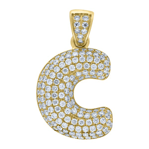 10kt Yellow Gold Unisex Cubic-zirconia Bubble Initial Letter C Charm Pendant