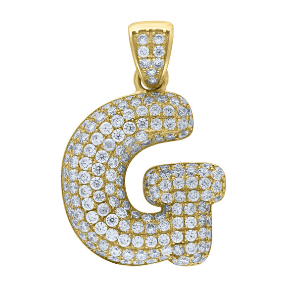 10kt Yellow Gold Unisex Cubic-zirconia Bubble Initial Letter G Charm Pendant