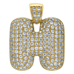 10kt Yellow Gold Unisex Cubic-zirconia Bubble Initial Letter H Charm Pendant