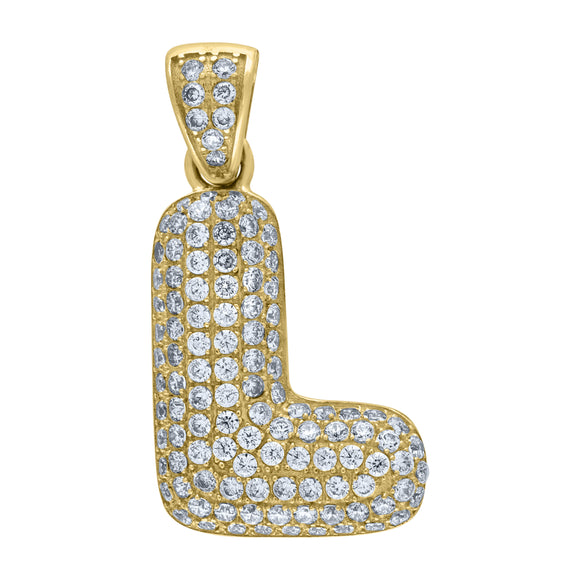 10kt Yellow Gold Unisex Cubic-zirconia Bubble Initial Letter L Charm Pendant