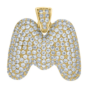 10kt Yellow Gold Unisex Cubic-zirconia Bubble Initial Letter M Charm Pendant