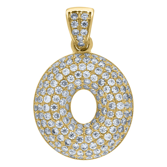 10kt Yellow Gold Unisex Cubic-zirconia Bubble Initial Letter O Charm Pendant